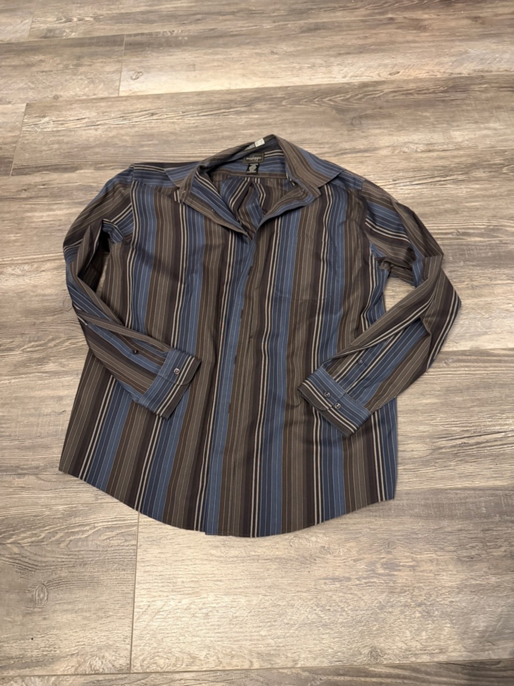 Denver Hayes Men's Long-Sleeve Striped Button-Front Shirt - Blue/Black